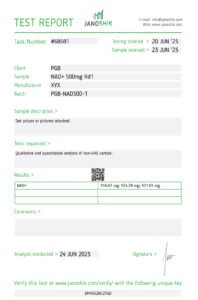 NAD+ green cap Item #16 <br> 500mg